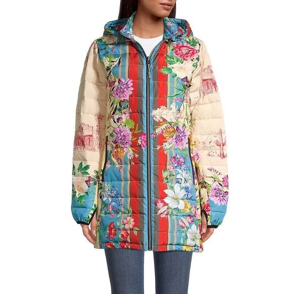 Johnny Was Jackets & Blazers - Johnny Was Santa Fe Reversible Down Parka Floral Boho Coat Sz S Statement Jacket